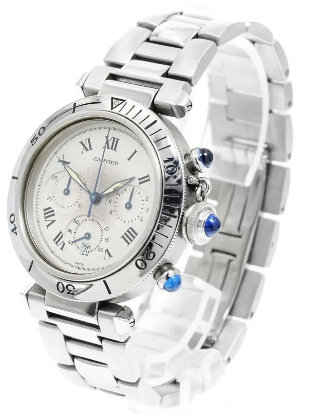 CARTIER Pasha 38 W31018H3 Chronograph Silver Dial Quartz Men's Watch_962979